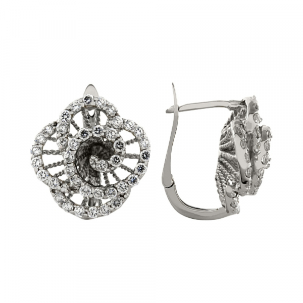 Серебряные серьги с фианитами № 95155