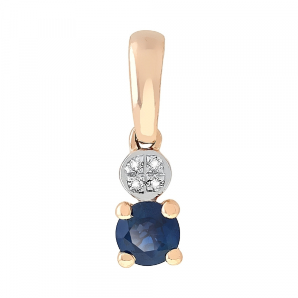 Золотая подвеска с бриллиантами и сапфиром № 112830