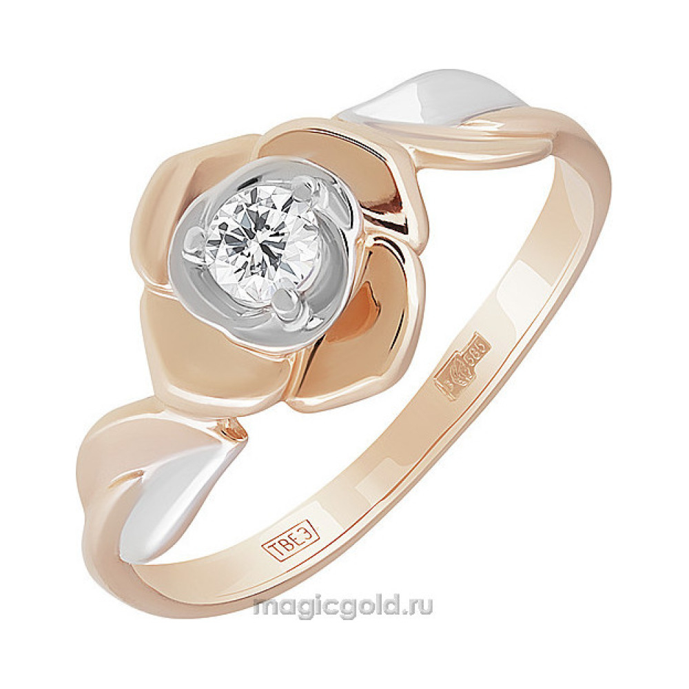 Золотое кольцо с фианитом № 155637