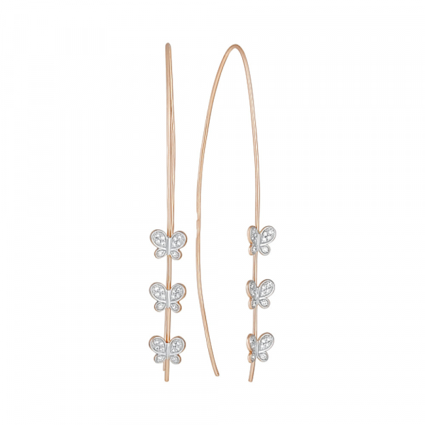 Золотые серьги с фианитами № 128991