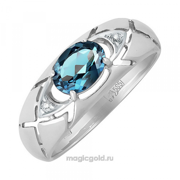Золотое кольцо с топазом и фианитом № 139070
