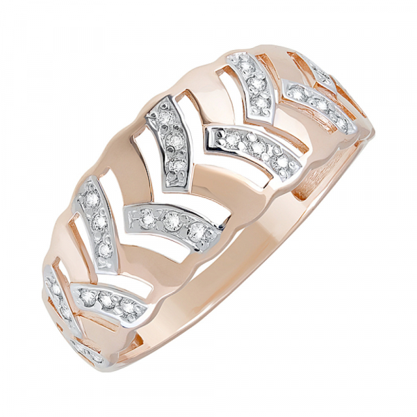 Золотое кольцо с фианитами № 123836