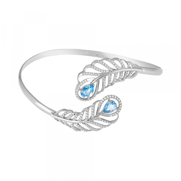 Серебряный браслет с топазом и фианитом № 127636