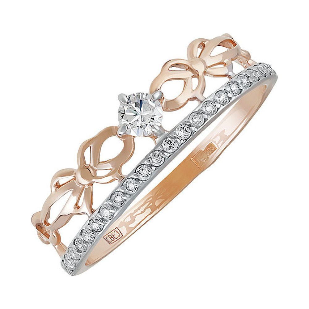 Золотое кольцо с фианитом № 136910