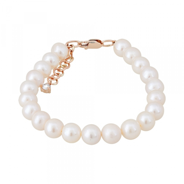 Золотой браслет с жемчугом и фианитом № 120121