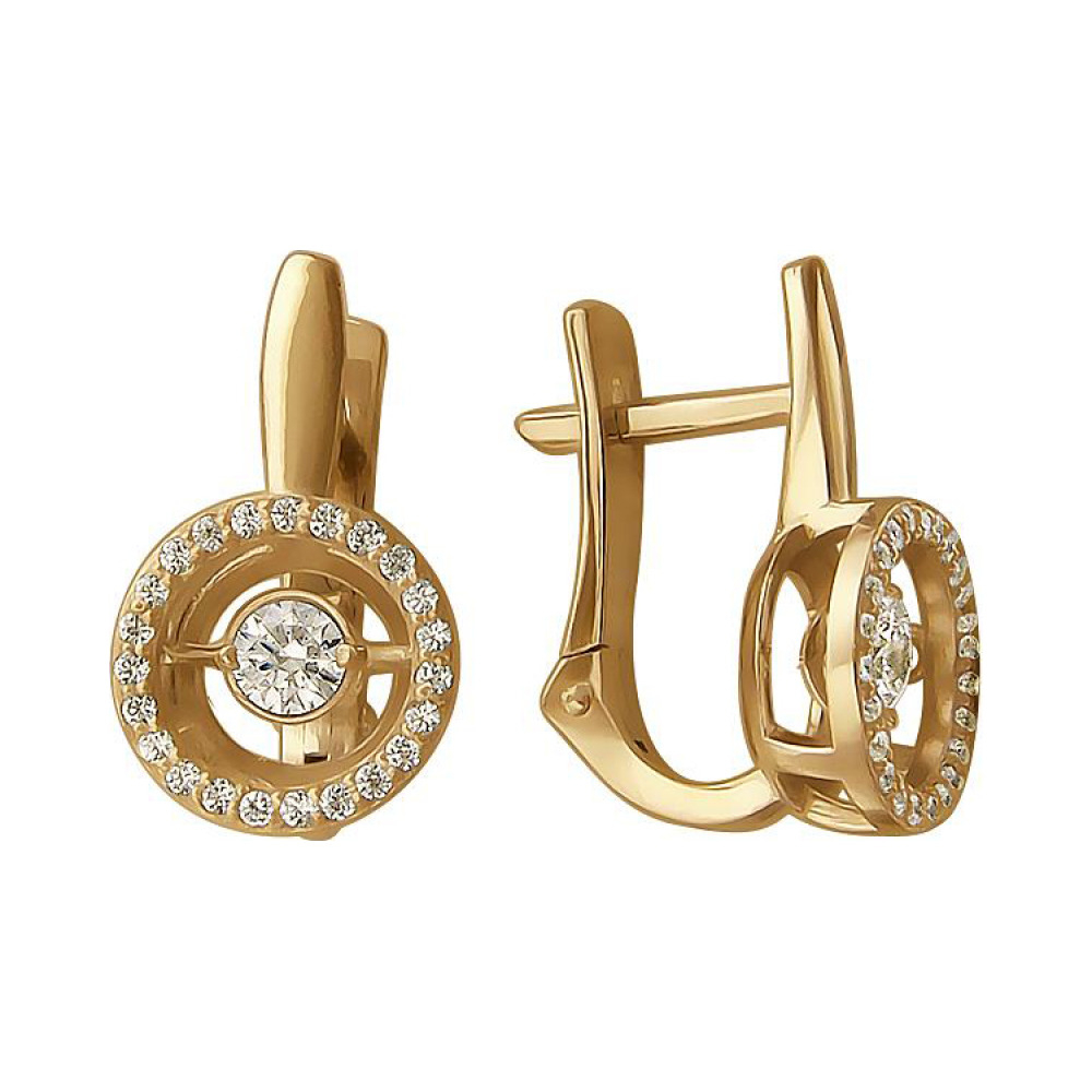 Золотые серьги с фианитом № 138425