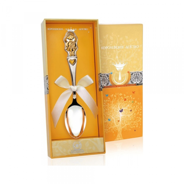 Детская серебряная ложка  Девочка  с позолотой