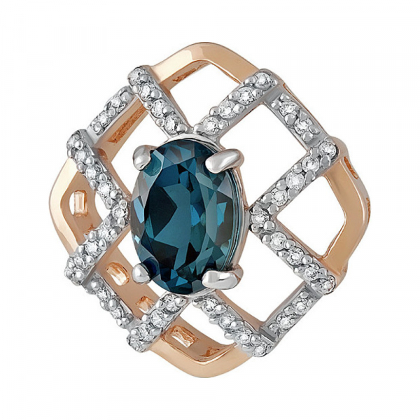 Золотая подвеска с топазом и фианитом № 135535