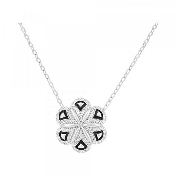 Серебряное колье с фианитом и эмалью № 115294