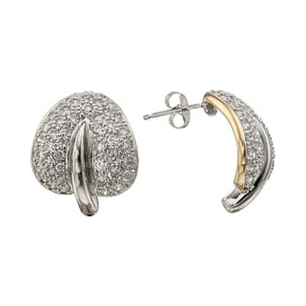 Серебряные серьги с фианитом № 110182