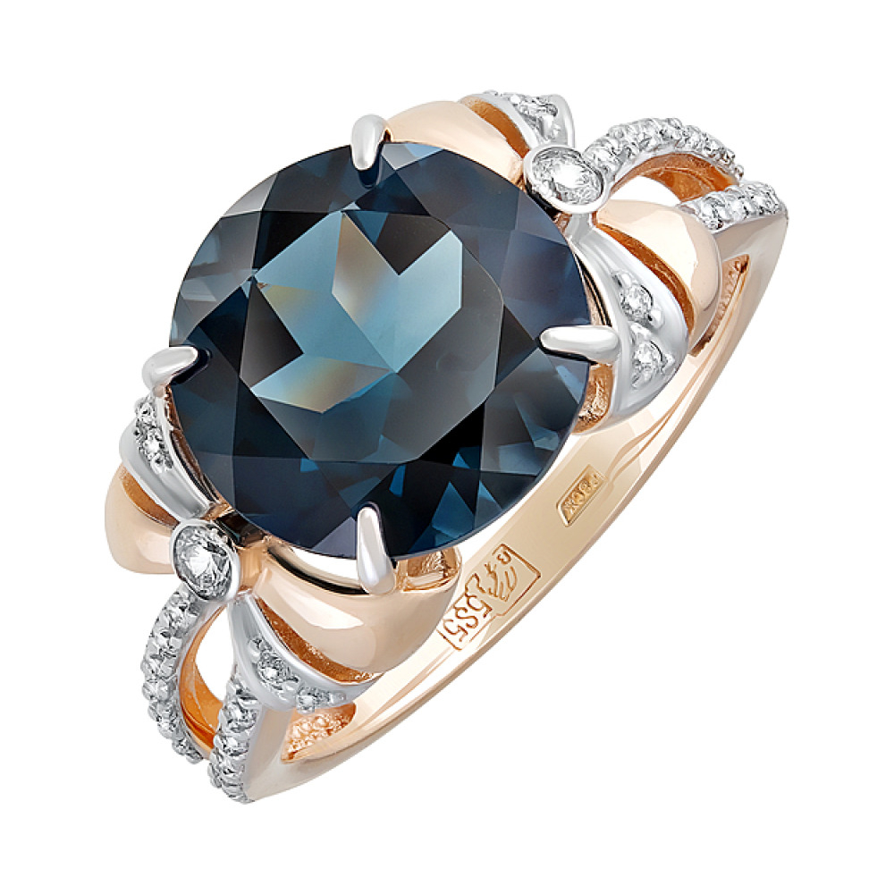 Золотое кольцо с топазом и фианитом № 127000