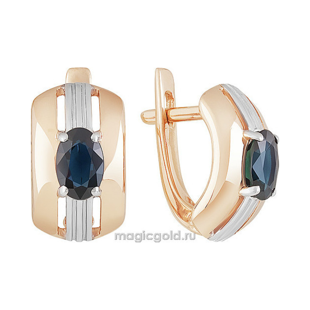 Золотые серьги с сапфиром № 160736