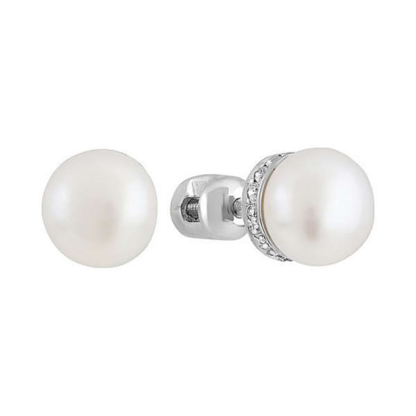 Пуссеты с жемчугом и фианитом № 133711