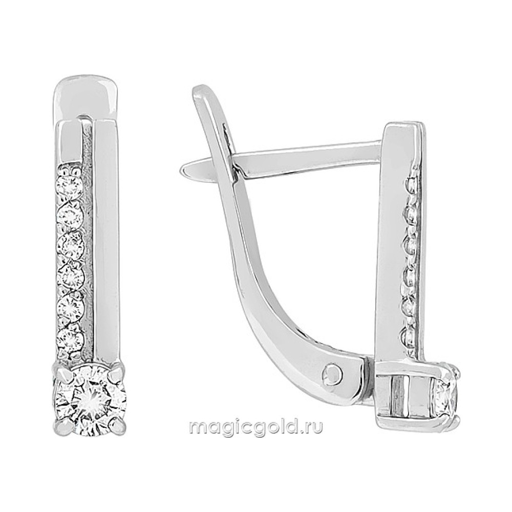 Золотые серьги с бриллиантом № 76590