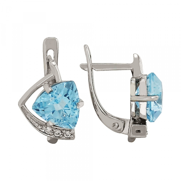 Золотые серьги с топазом и фианитом № 83493