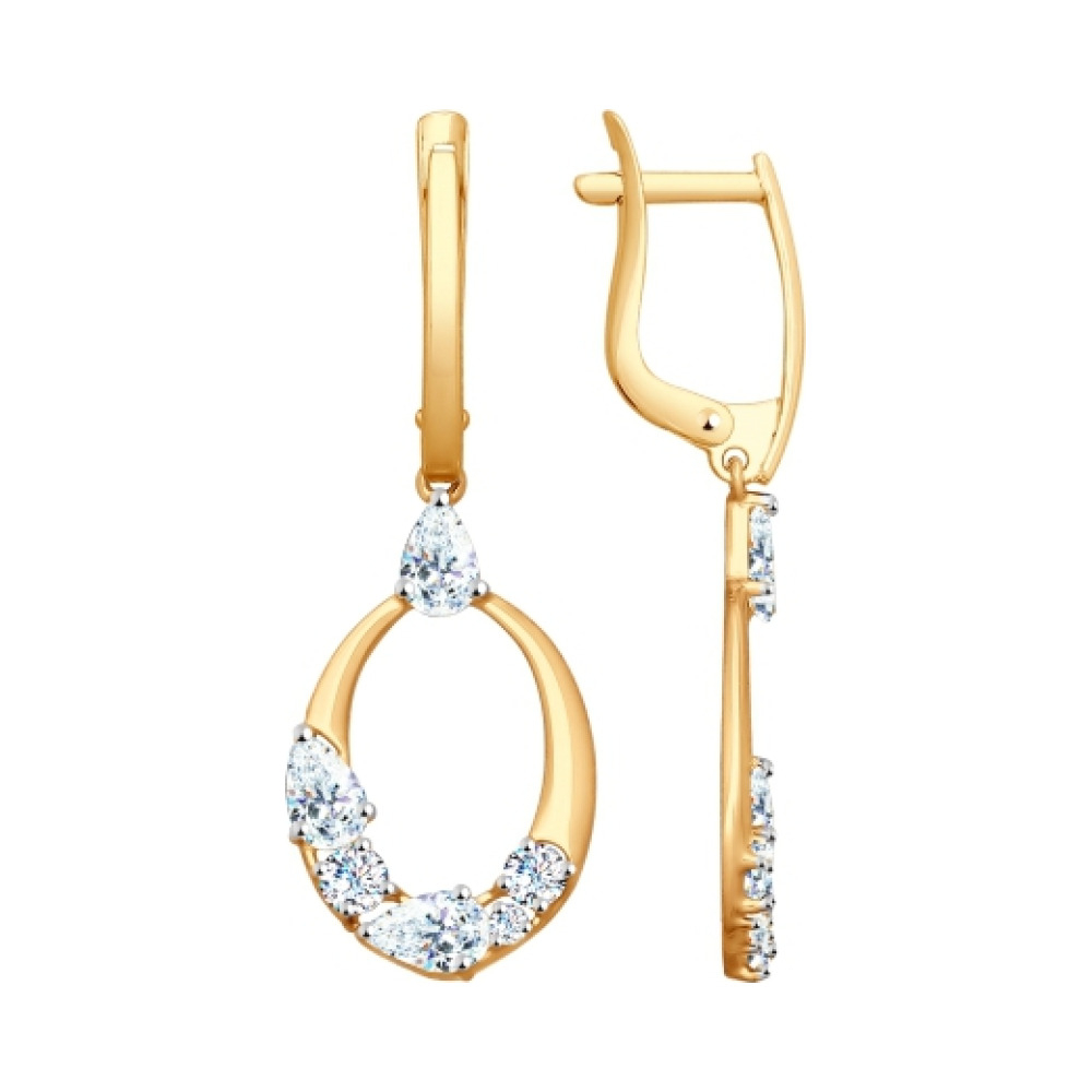 Золотые серьги с фианитом № 161611