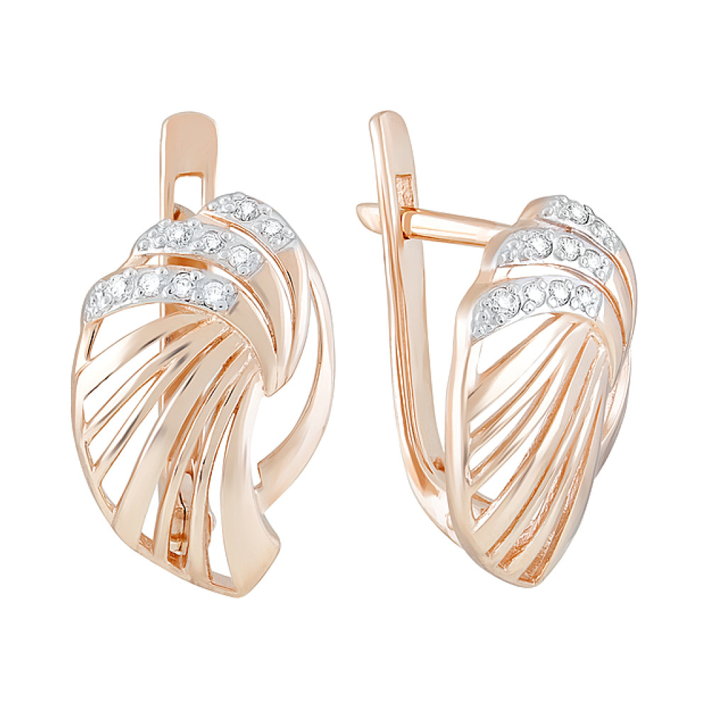 Золотые серьги с фианитами № 124741