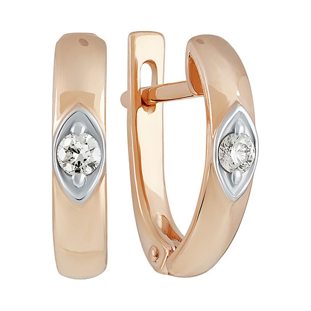 Золотые серьги с бриллиантом № 134829