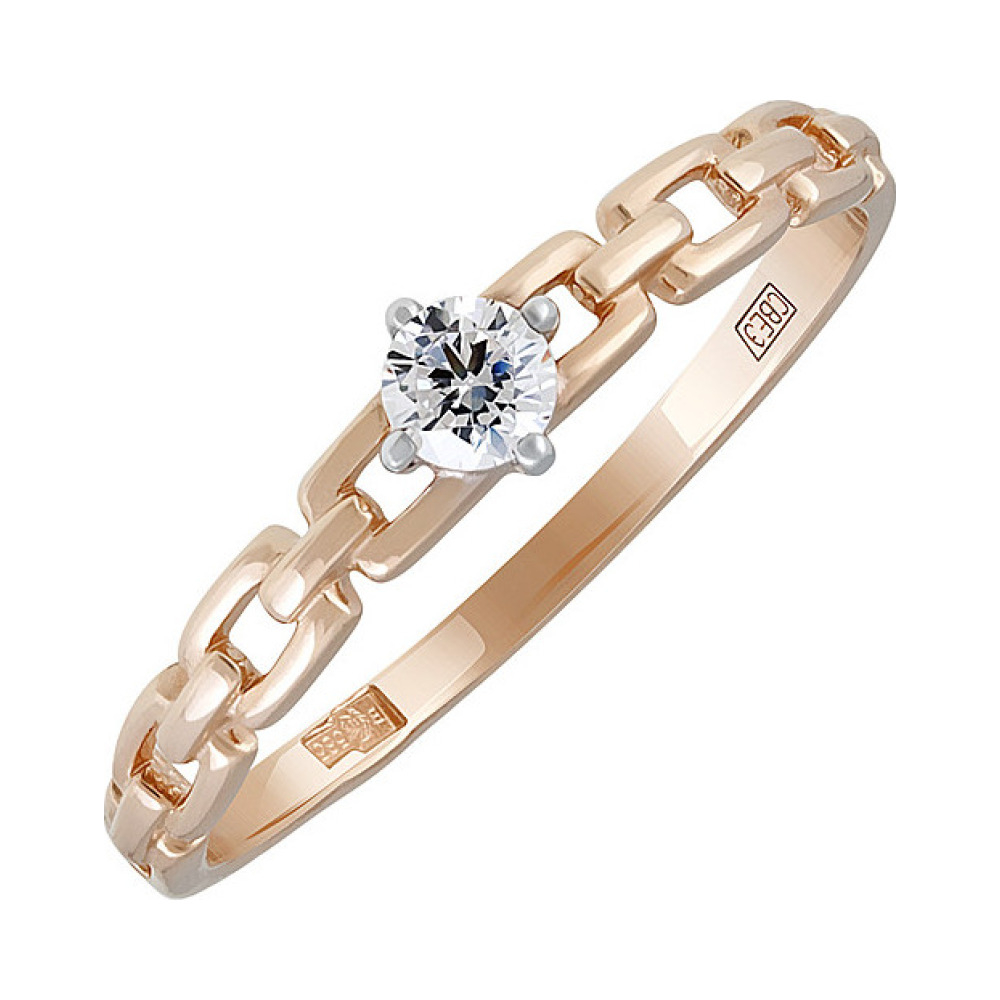 Золотое кольцо с фианитом № 134935