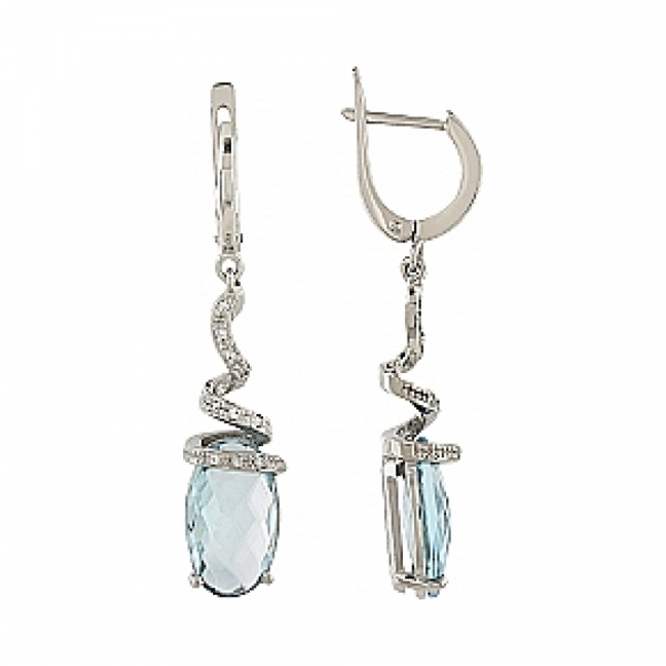 Золотые серьги с топазом и фианитом № 102096