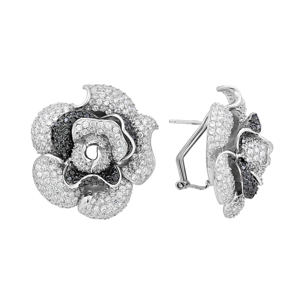 Серебряные серьги с фианитом № 115620