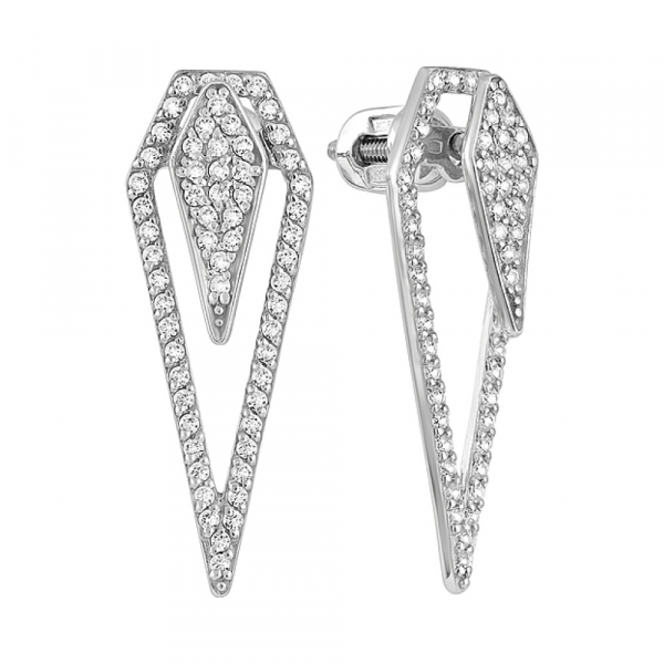 Серебряные серьги с фианитом № 128109