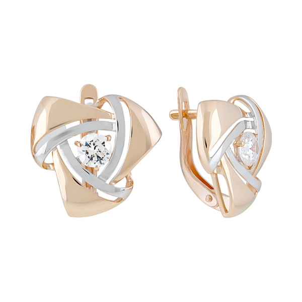 Золотые серьги с фианитами № 128366