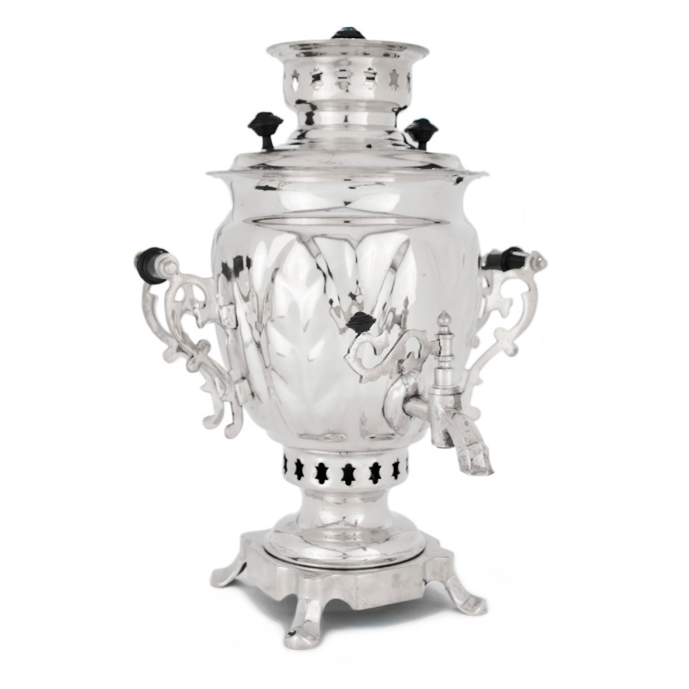 Фотография самовар жаровой "желудь", 2 литра, никелированный №1