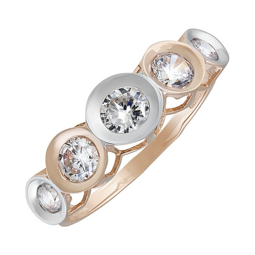 Золотое кольцо с фианитом № 135254