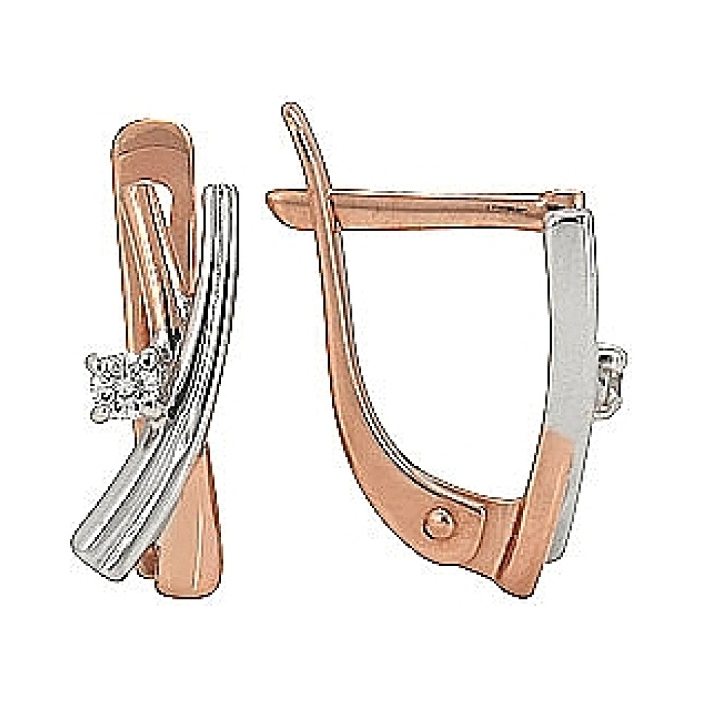 Золотые серьги с бриллиантом № 77929