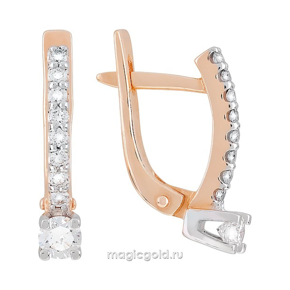 Золотые серьги с бриллиантом № 115834