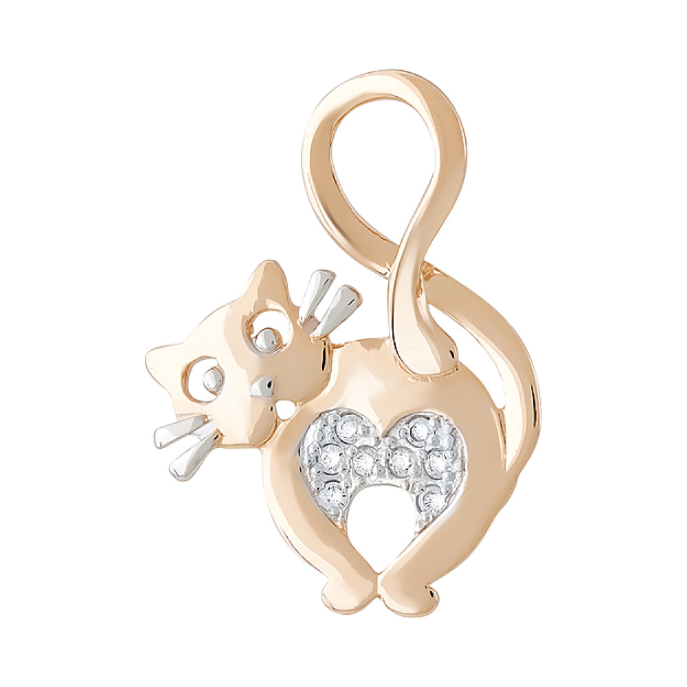 Золотая подвеска с фианитом № 129900