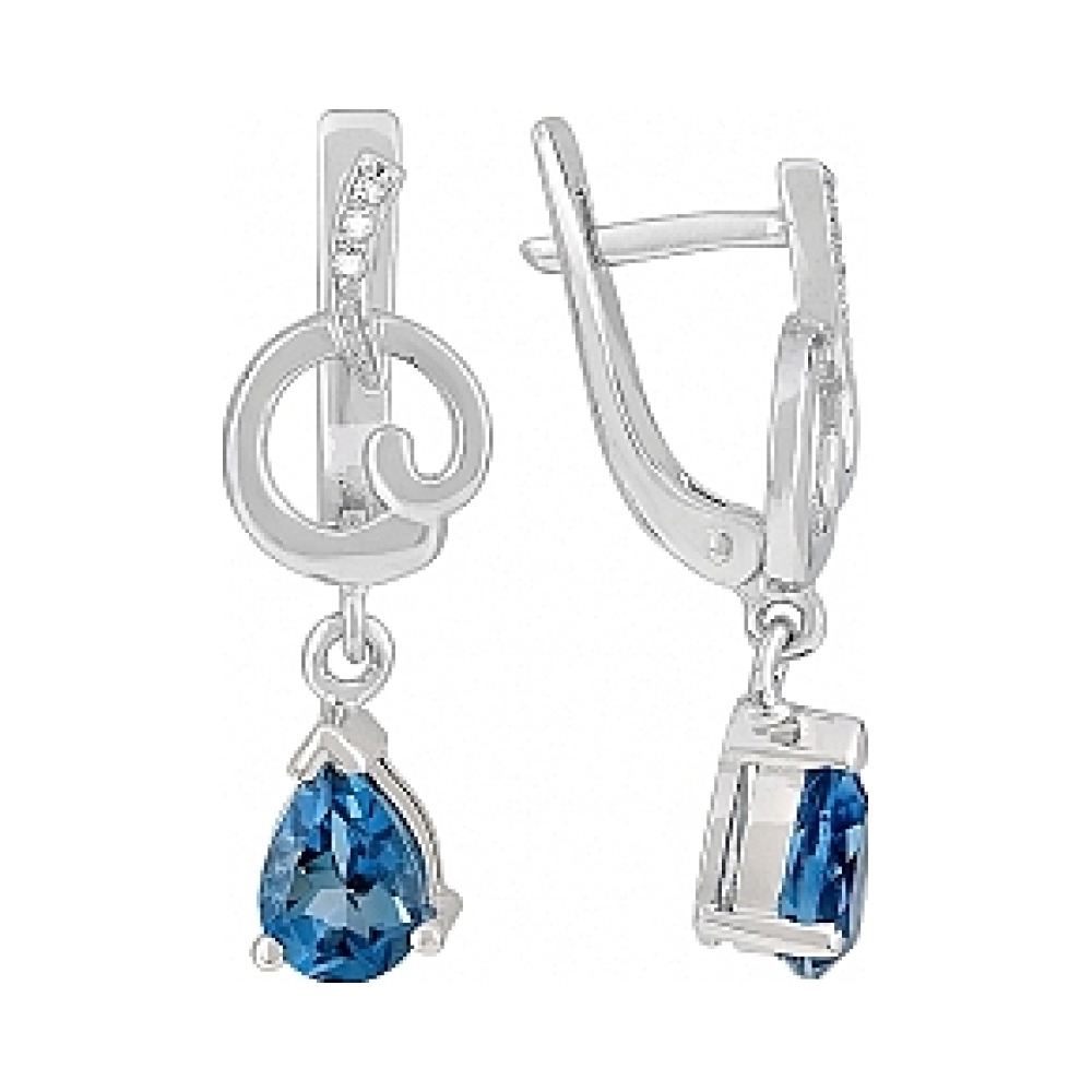 Золотые серьги с топазом и фианитом № 115738