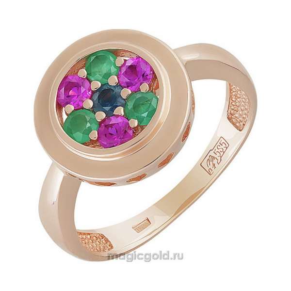 Золотое кольцо с драгоценными вставками  № 156447