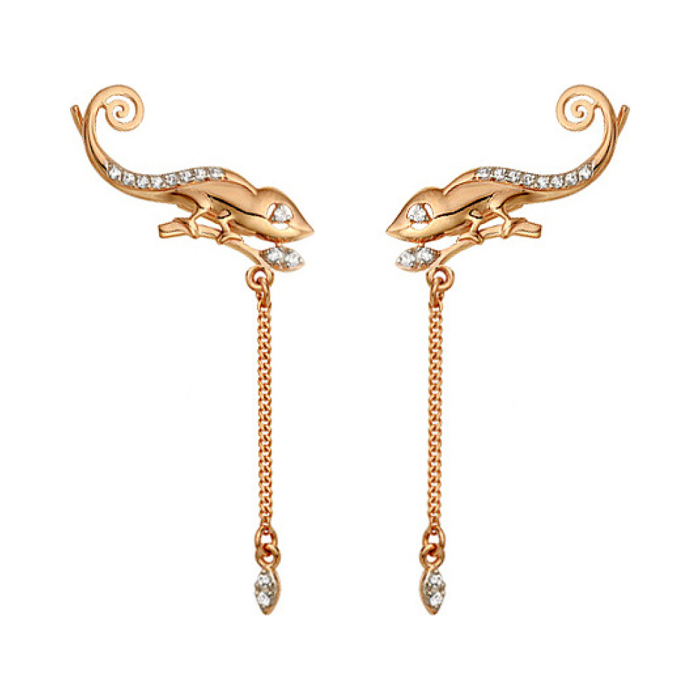 Золотые серьги с фианитом № 140309