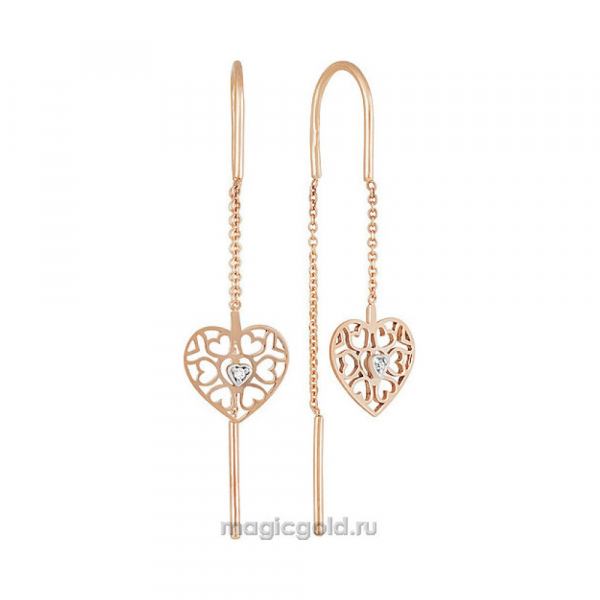 Золотые серьги с фианитом № 156111