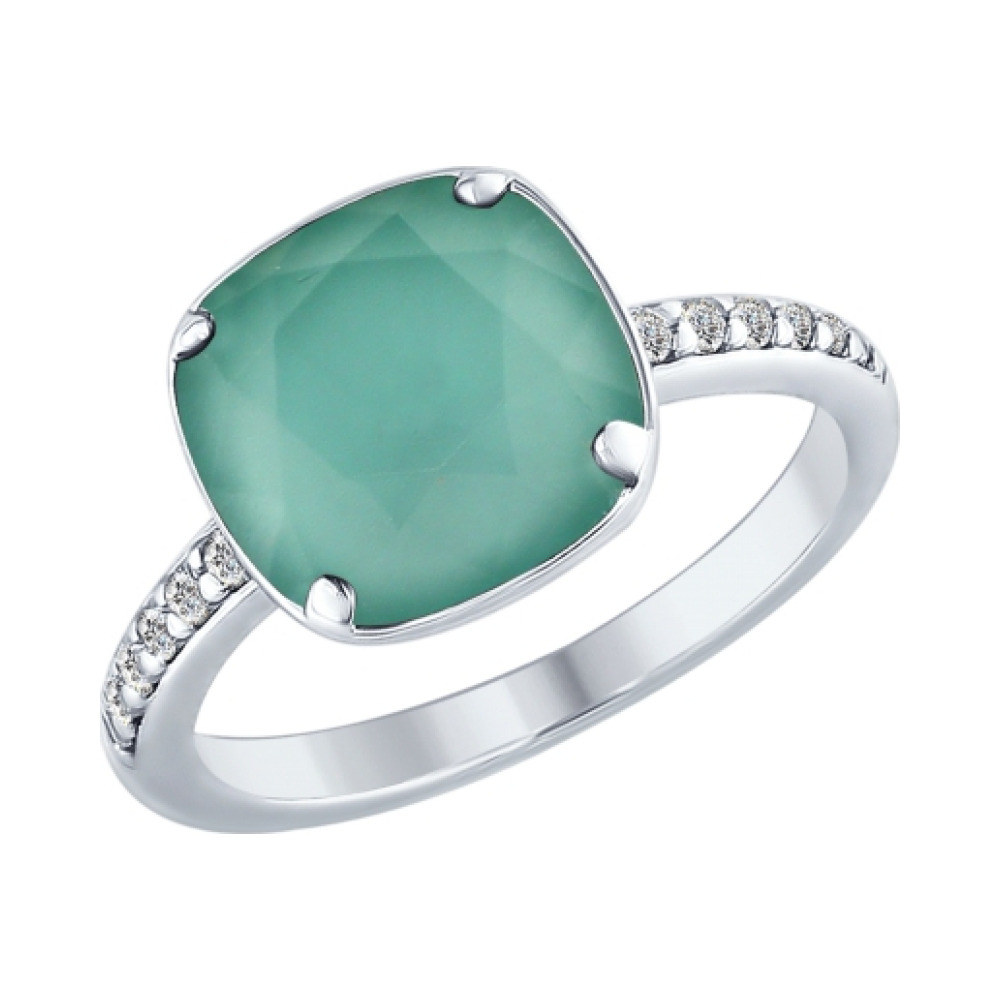 Серебряное кольцо с кристаллом swarovski и фианитом № 161724