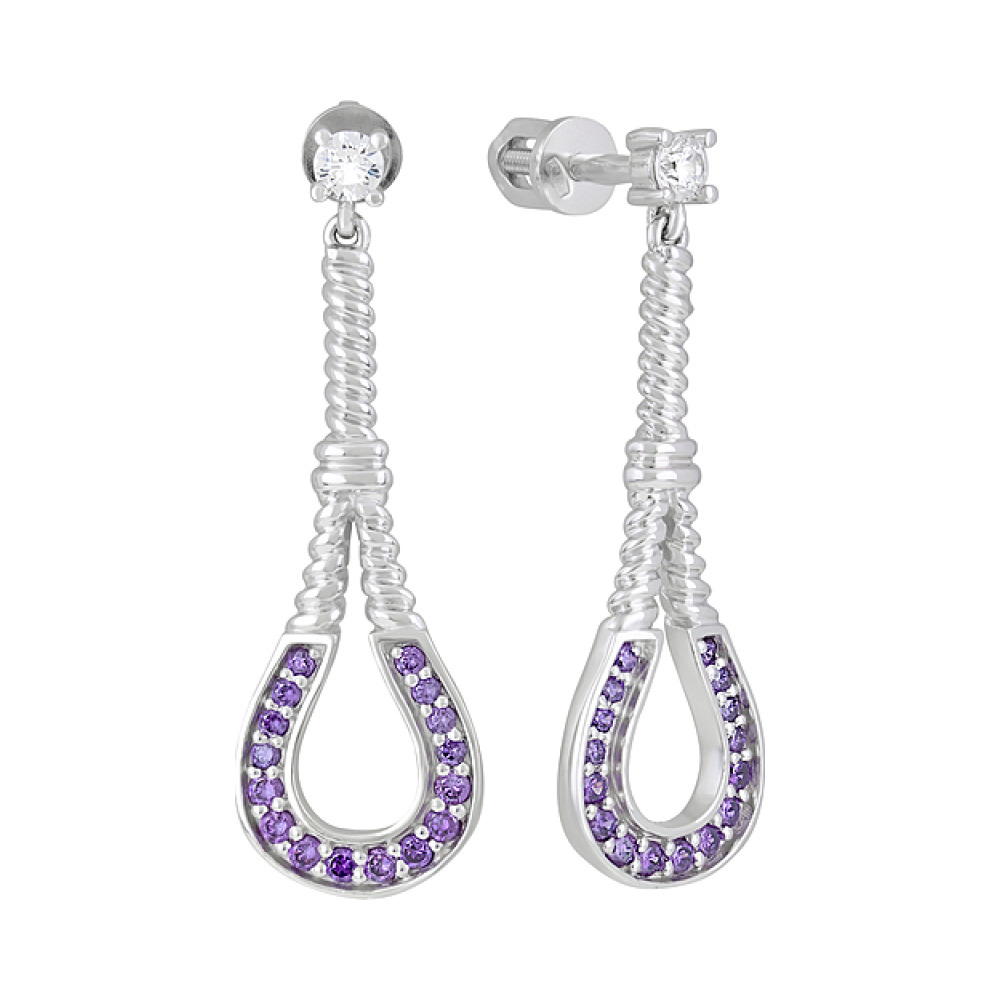 Серебряные серьги с фианитами № 127746