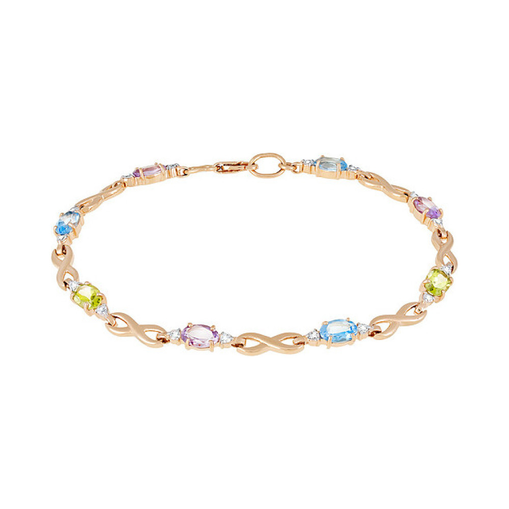 Золотой браслет с полудраг. вставками и фианитом № 119098