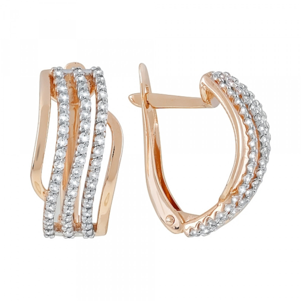 Золотые серьги с фианитами № 120667