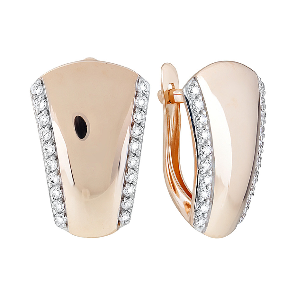 Золотые серьги с фианитами № 124013