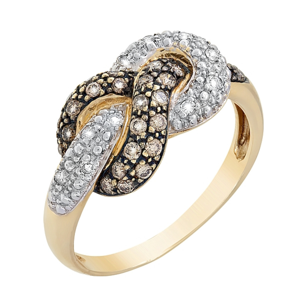 Золотое кольцо с бриллиантами коньяк № 34487