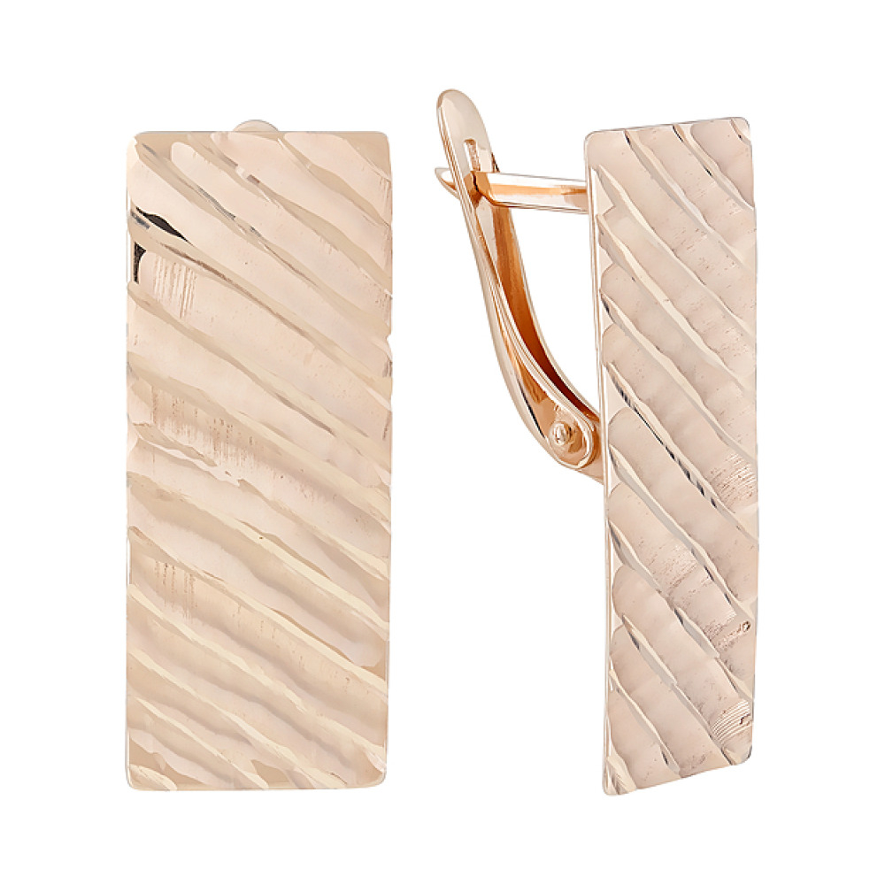 Золотые серьги без камня с алмазкой № 123989