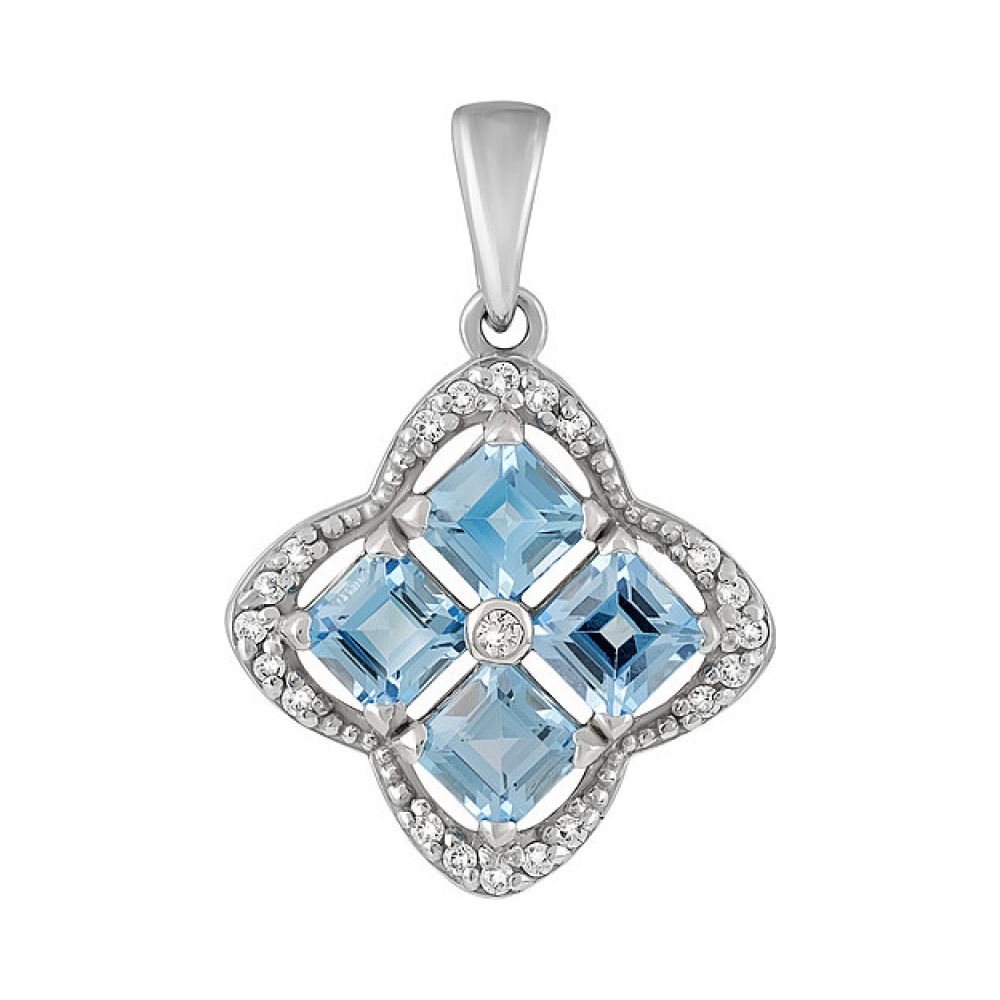 Серебряная подвеска с топазом и фианитом № 132059