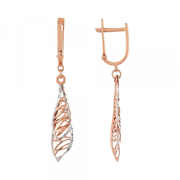 Золотые серьги без камня с алмазкой № 101938