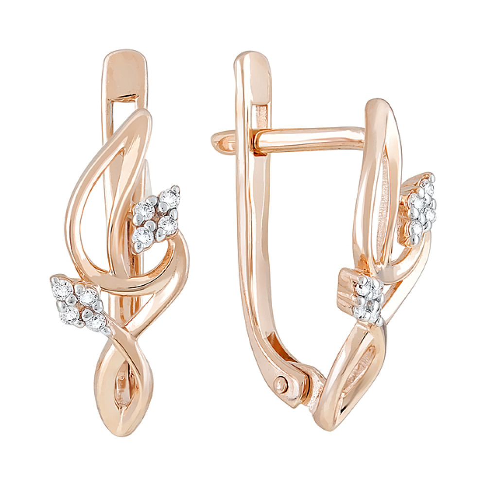 Золотые серьги с фианитами № 123655