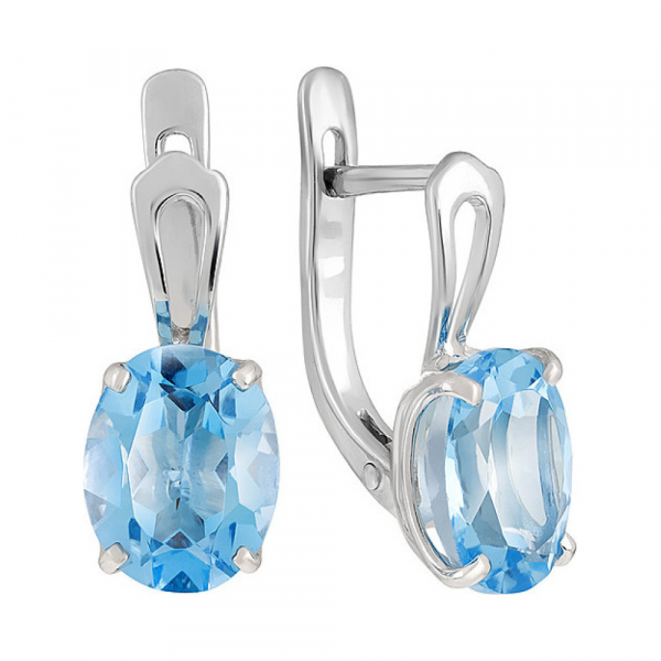 Серебряные серьги с топазом № 130278