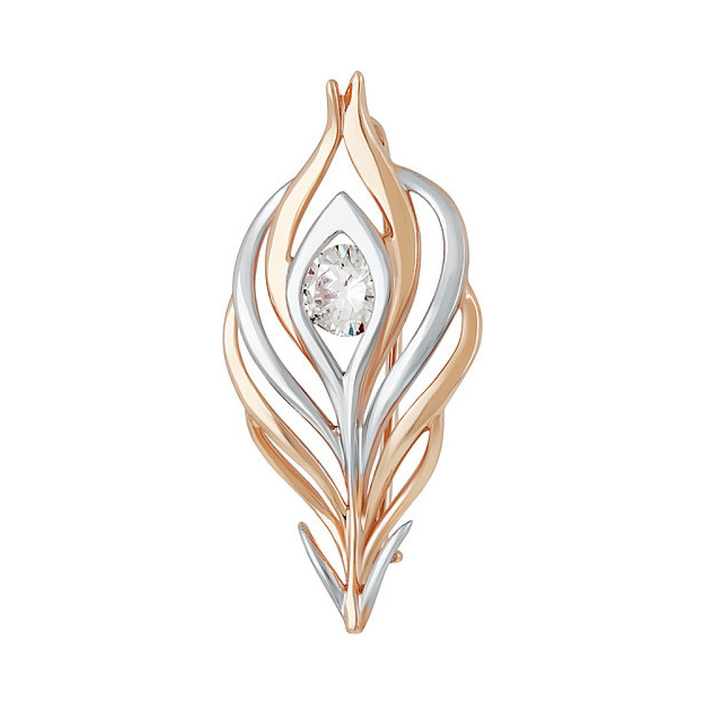 Золотая брошь с фианитами № 138043