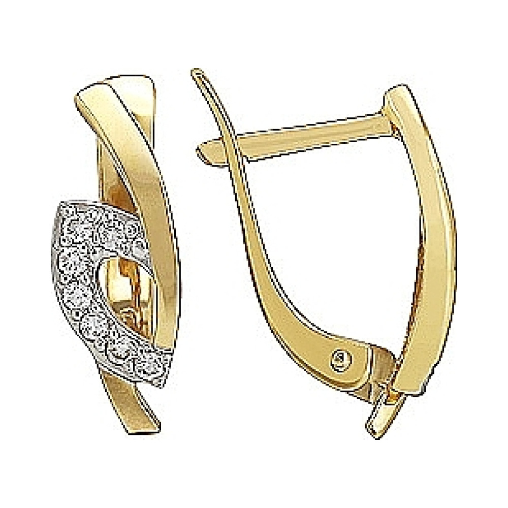 Золотые серьги с бриллиантом № 75987