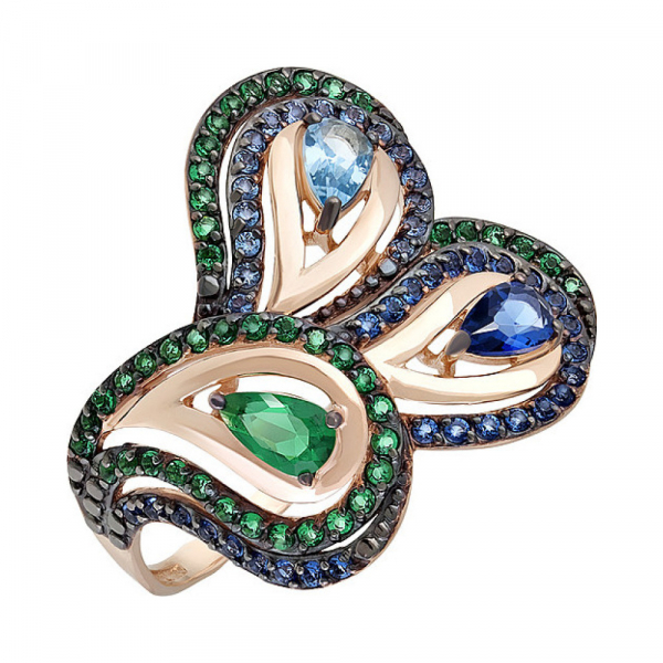 Золотое кольцо с фианитом № 135266